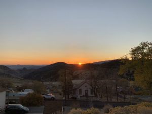 Sun going down as viewed from the Sugarloaf Mountain Motel in Virginia City, Nevada