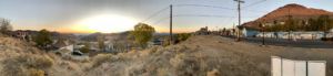 Panorama sunset image from the Sugarloaf Mountain Motel in Virginia City, Nevada